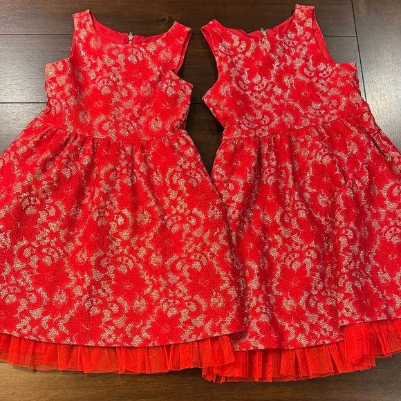 Justice Red and Silver Kids Formal Dresses Sz 7 and 8 - Picture 1 of 4